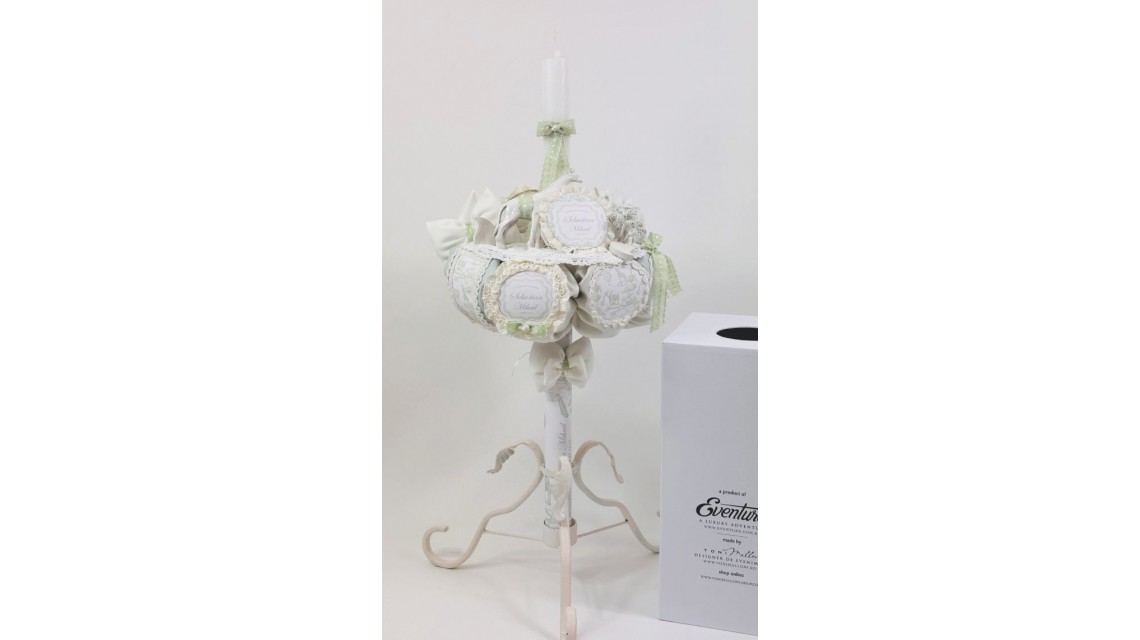 Lumânare de Botez Baby Dior Green Safari Personalizată pentru Băieți 6